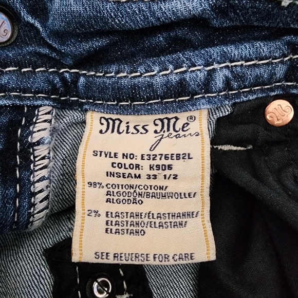 Miss Me Jeans Womens 28 Blue Low-Rise Easy Boot Embellished Denim Cross Y2K - Picture 10 of 14